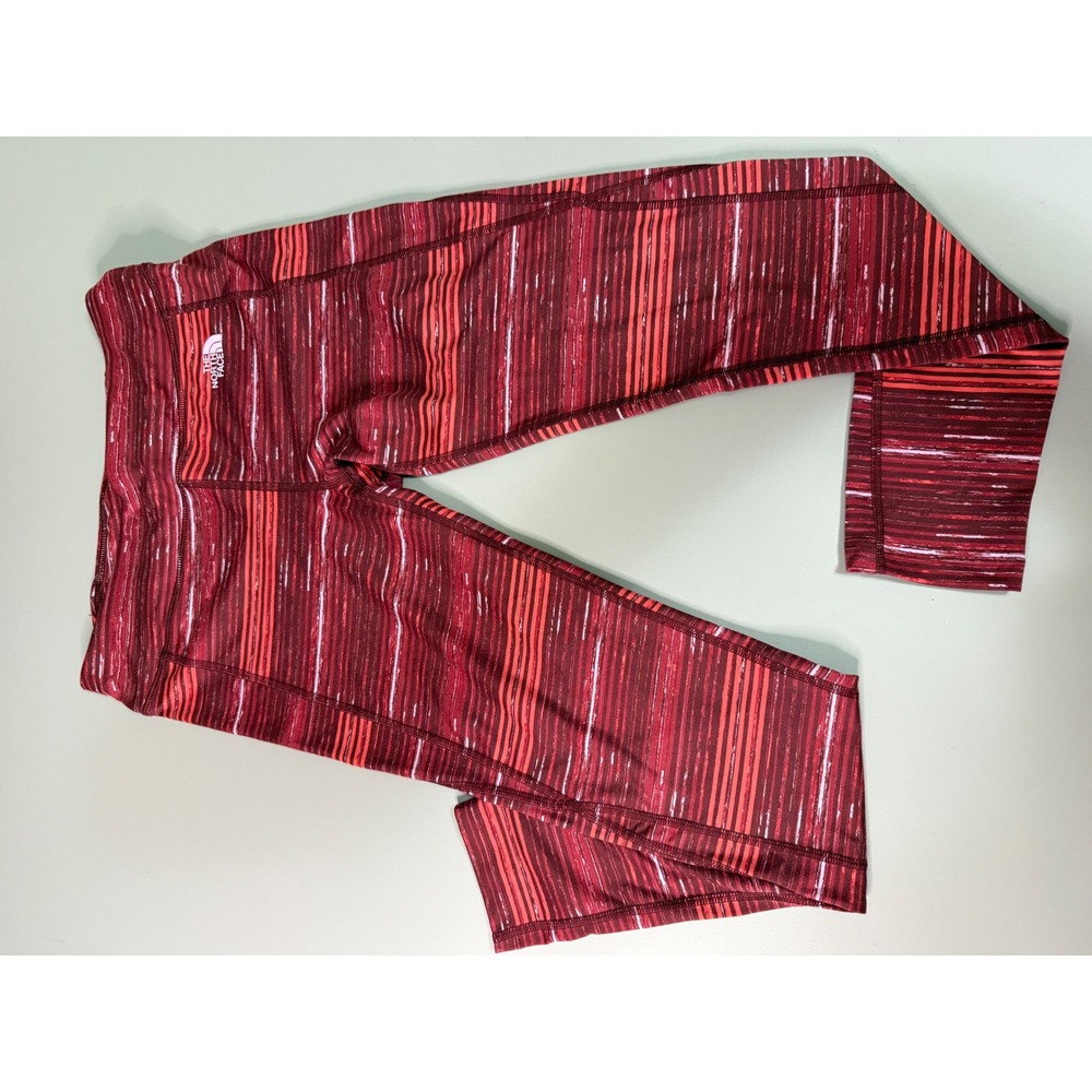 The North Face FlashDry Red Space Dye Striped Athletic Leggings Women Medium